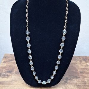 Elegant Gold-Tone Necklace with White Crystal Beads